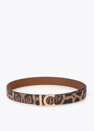Reversible Belt with Animal Print and LC Buckle
