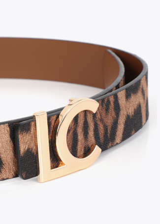 Reversible Belt with Animal Print and LC Buckle