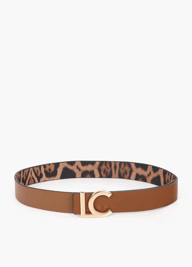 Cinturón reversible estampado animal y hebilla LC