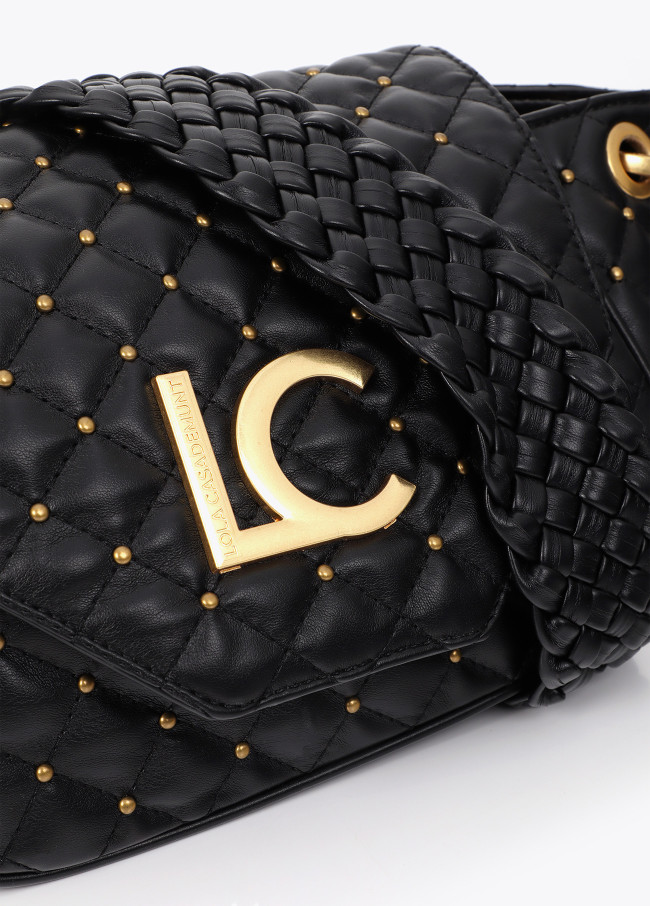 Quilted Belt Bag with Flap and Mini Studs