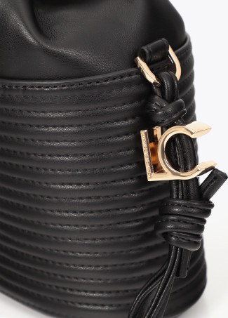 Quilted Stripe Faux Leather Judas with Metal Ball Detail