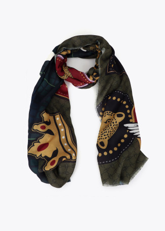 Foulard à carreaux et patchs 100x200cm