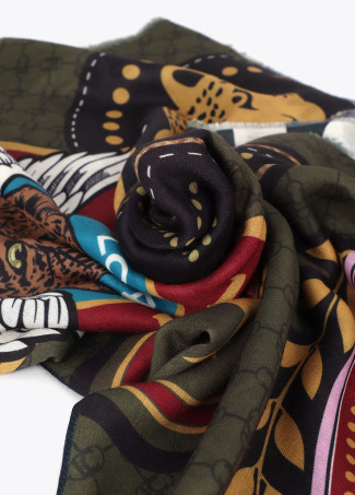 Foulard à carreaux et patchs 100x200cm