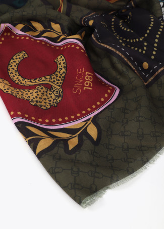 Foulard à carreaux et patchs 100x200cm