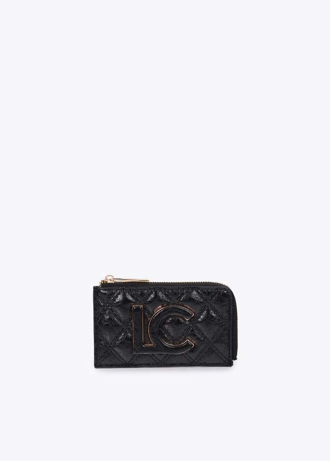 Quilted Card Holder with Double Stitching and Tubular Pull