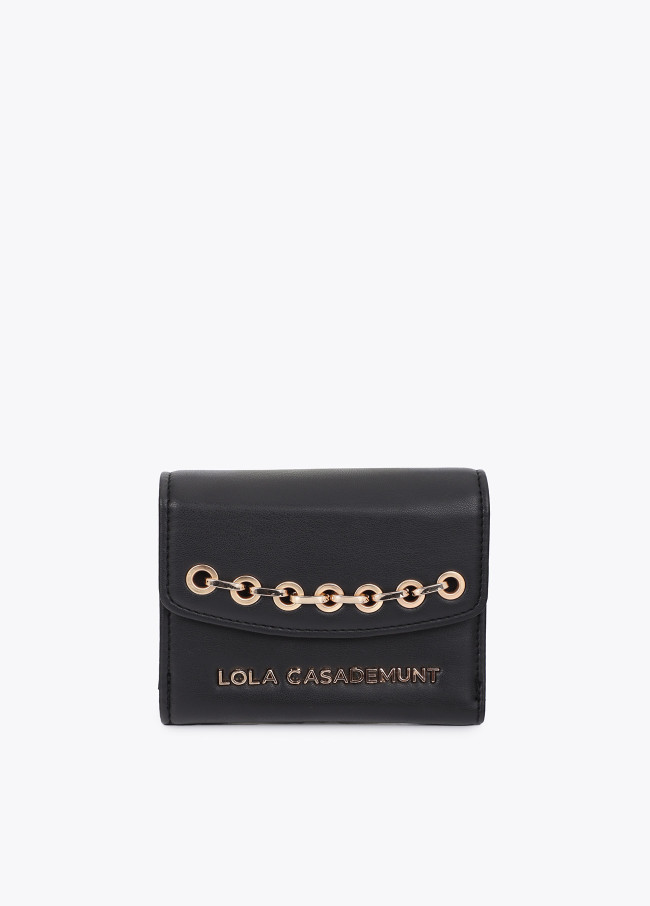 Portefeuille effet cuir avec oeillets