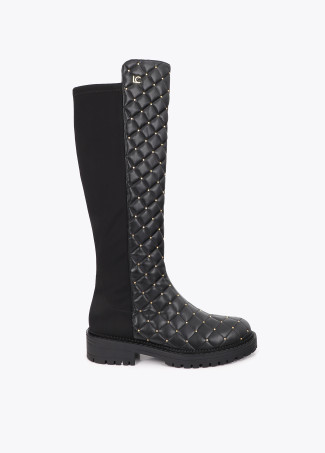 Padded Boot with Mini Studs and Chain Detail