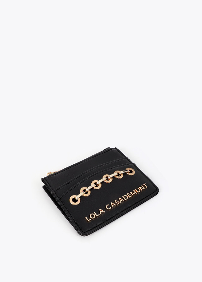 Porte-cartes en simili cuir à œillets