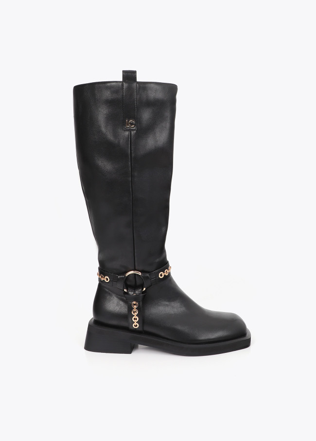 Boot with Straps and Eyelet Details