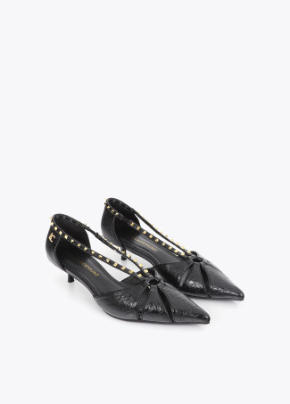Semi-open stiletto with square stud trim