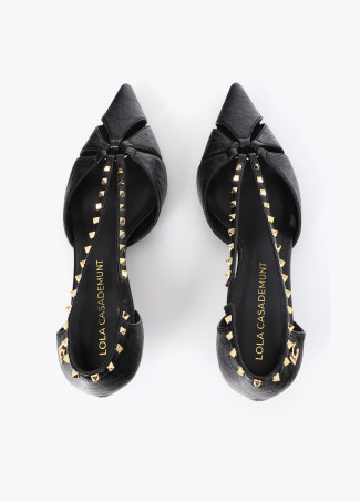 Semi-open stiletto with square stud trim