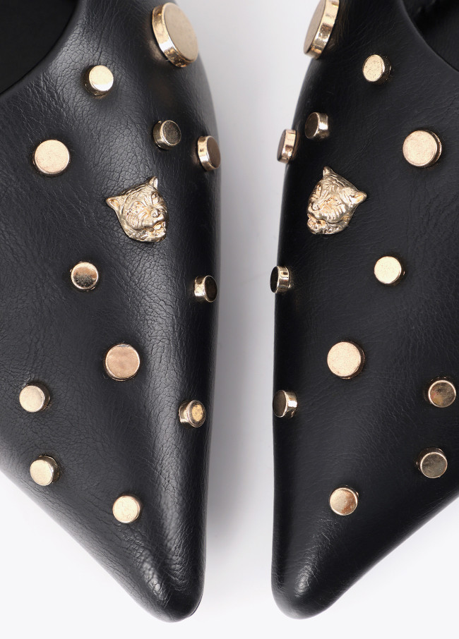 Flat Shoe with Leopard Stud Detail