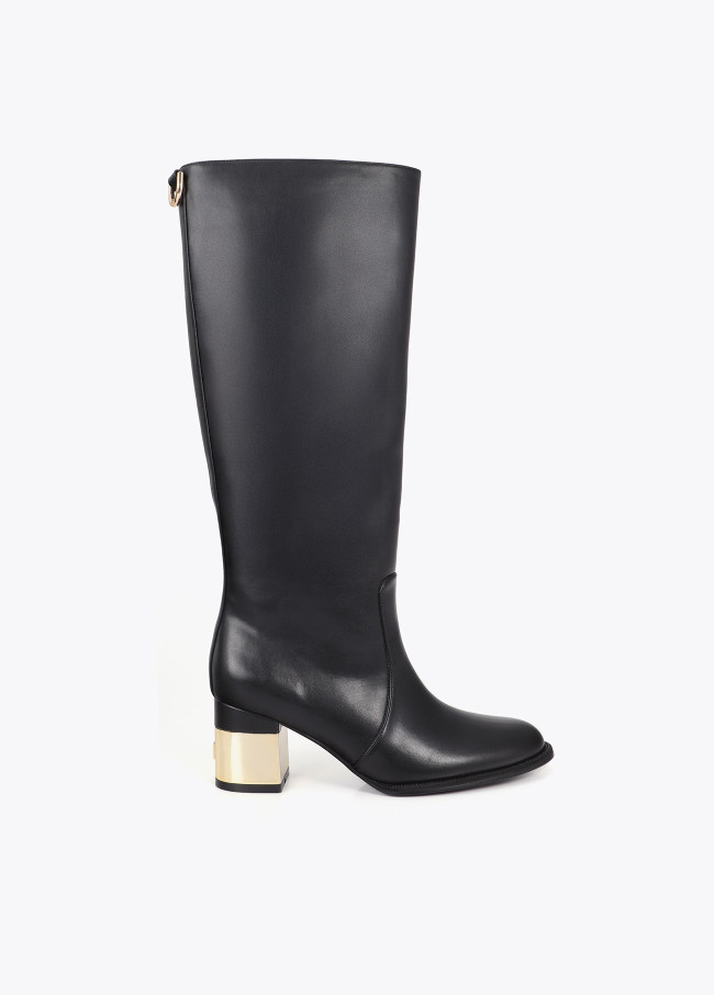 Gold Heel Boot with Strass Detail