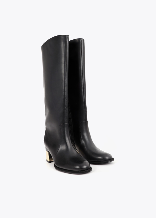 Gold Heel Boot with Strass Detail