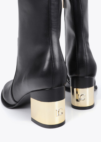 Botte à Talon Doré avec Détail Strass