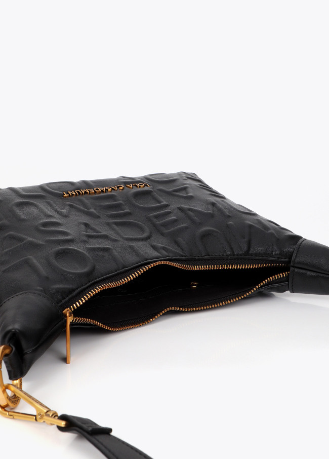 Embossed Monogram Faux Leather Crossbody
