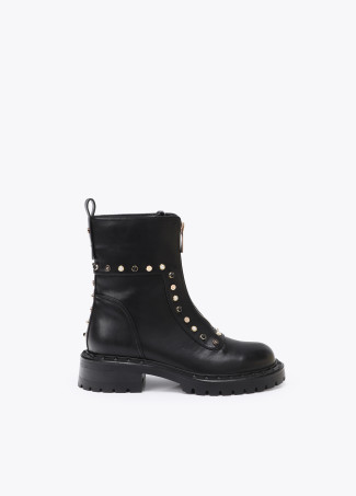 Flat Boot with Pearl and Stud Details