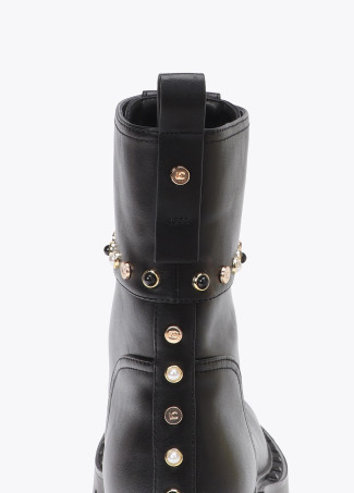Flat Boot with Pearl and Stud Details
