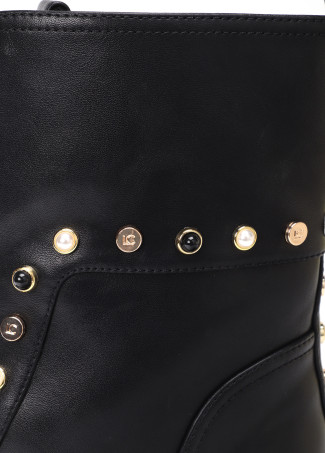 Flat Boot with Pearl and Stud Details