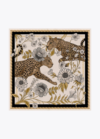 Schal Tiger und Blumen 90x90cm