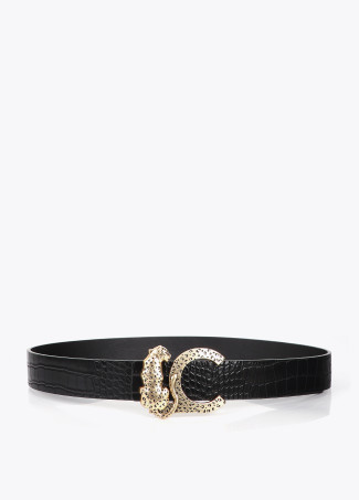 Ceinture réversible effet crocodile boucle animal