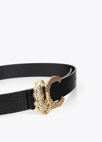Cinturón negro reversible efecto cocodrilo