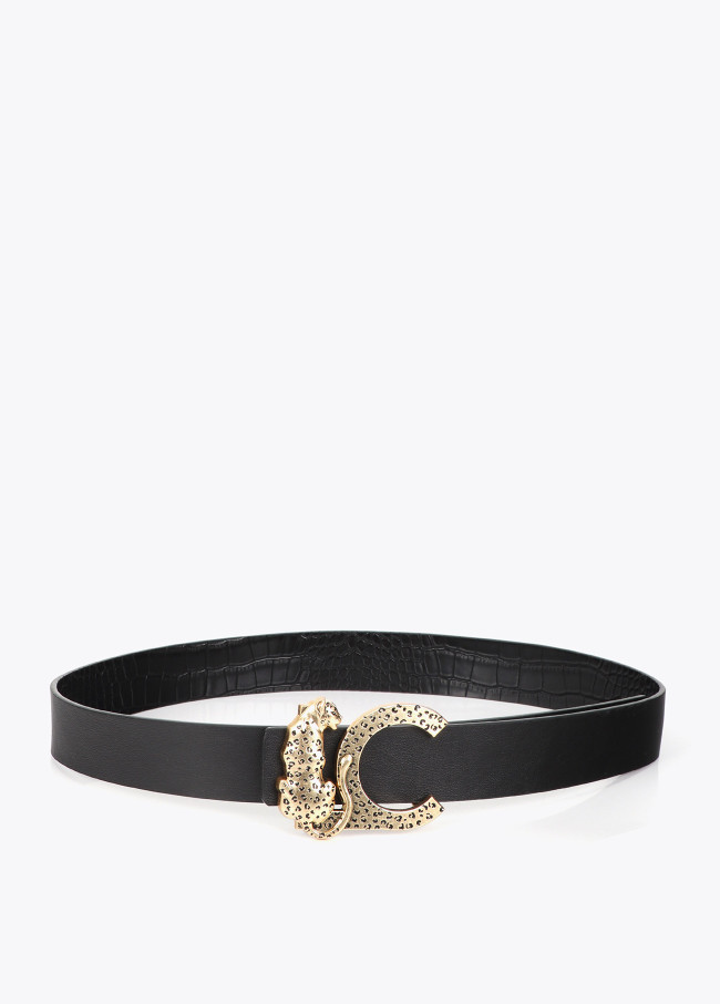 Ceinture réversible effet crocodile boucle animal