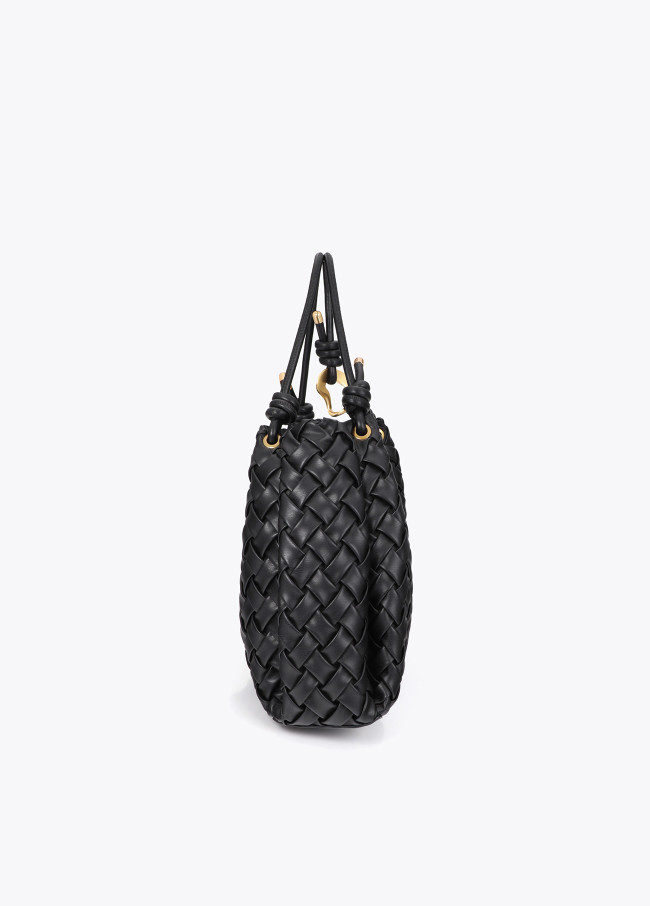 Braided Leather Effect Shopper with Irregular...