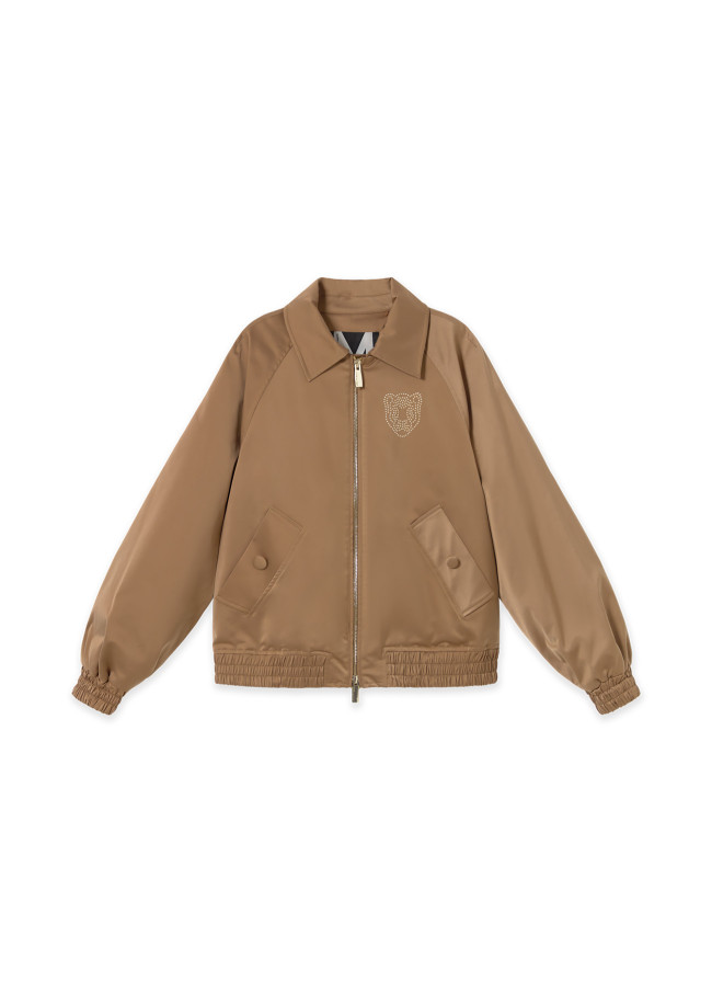 Chaqueta bomber satén con pelo
