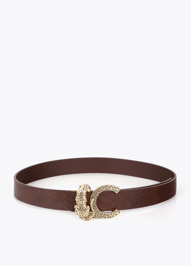 Ceinture en cuir synthétique avec boucle animale