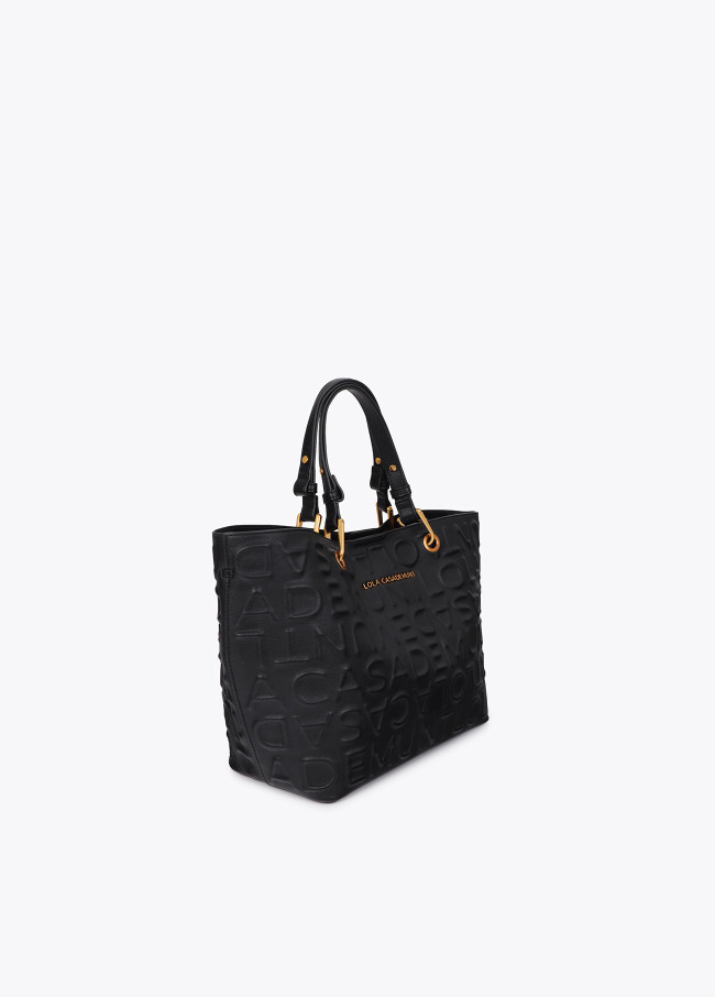 Shopper aus Lederimitat mit geprägtem Monogramm