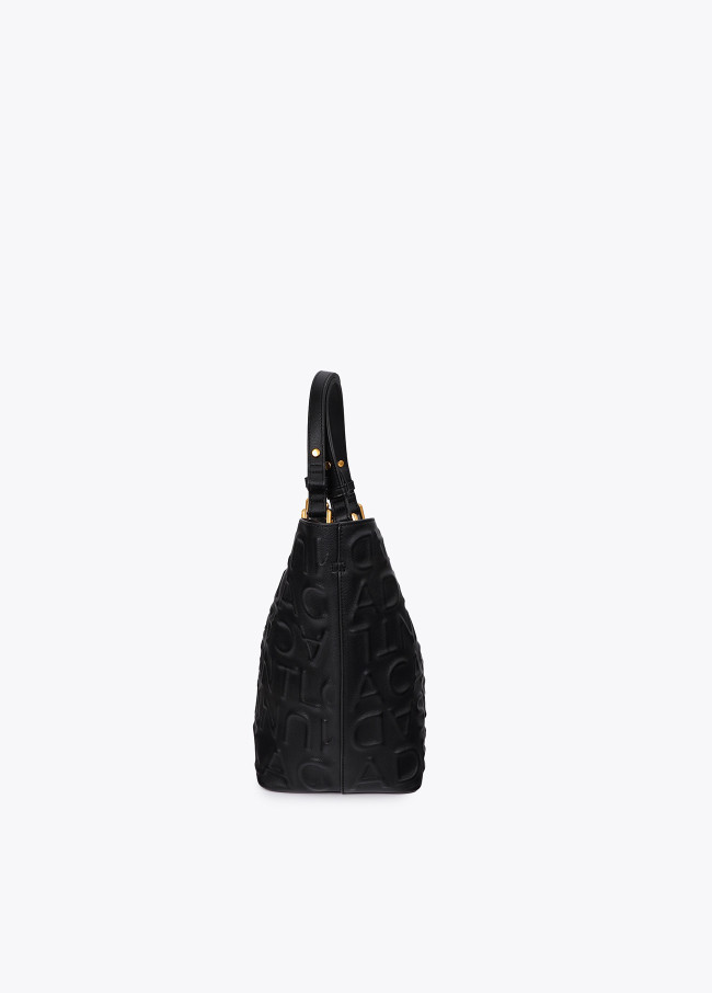 Embossed Monogram Leather-Effect Shopper