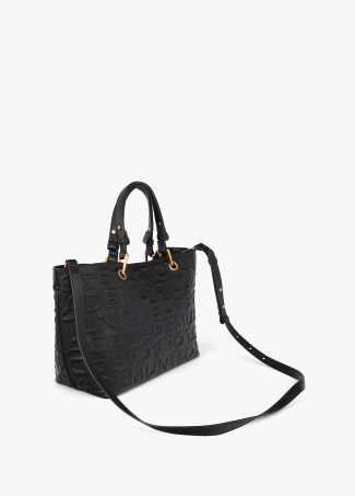 Shopper aus Lederimitat mit geprägtem Monogramm