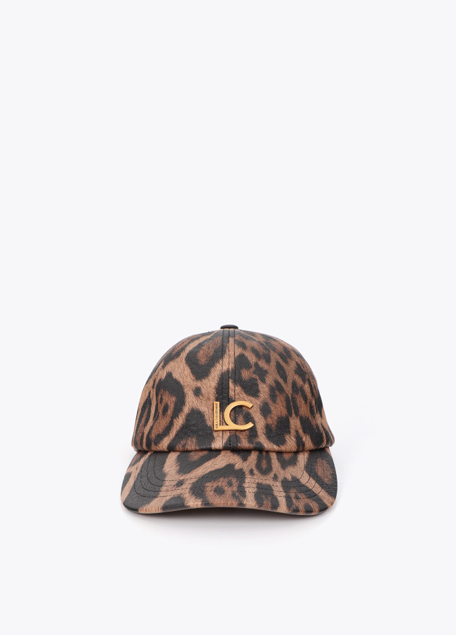 Casquette imprimé animal et similicuir