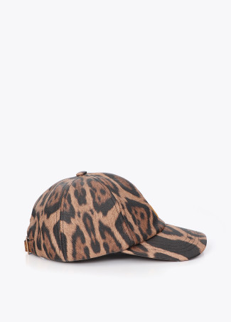 Casquette imprimé animal et similicuir