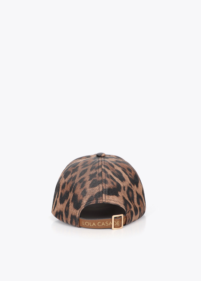 Casquette imprimé animal et similicuir
