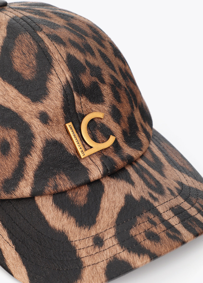 Casquette imprimé animal et similicuir