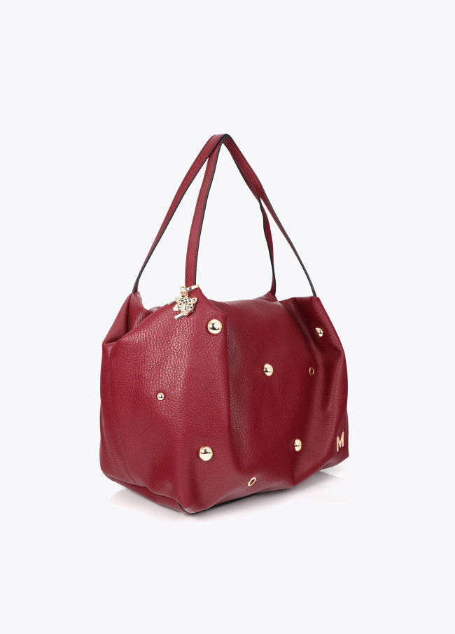 Shopper in Pelle Sintetica Borchiato