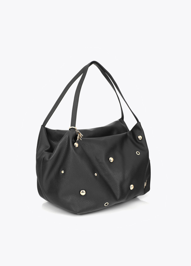 Shopper in Pelle Sintetica Borchiato