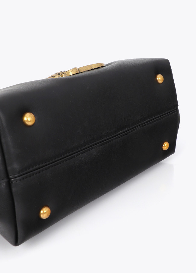 Faux Leather Double Handle Crossbody Bag