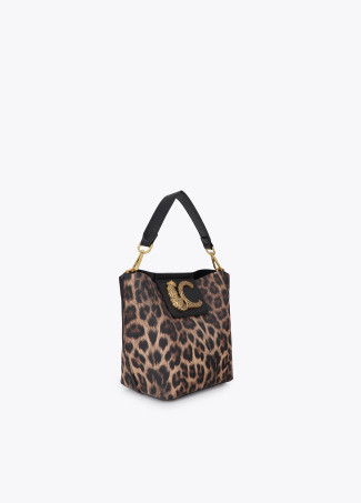 Umhängetasche mit Kettendetail und Leoparden-Logo