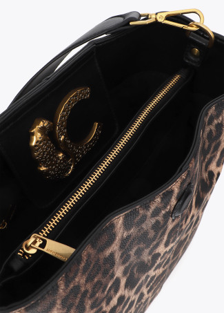 Shopper com Detalhe de Corrente e Logo Efeito Leopardo