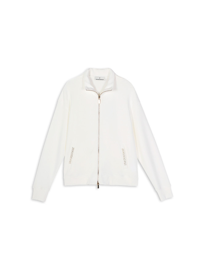 Basic Open Sweatshirt with Strass Detail