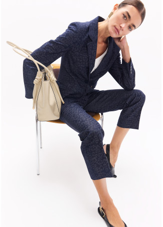 Calças Pantalona Leopardo Azul