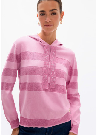 Pull à rayures avec capuche