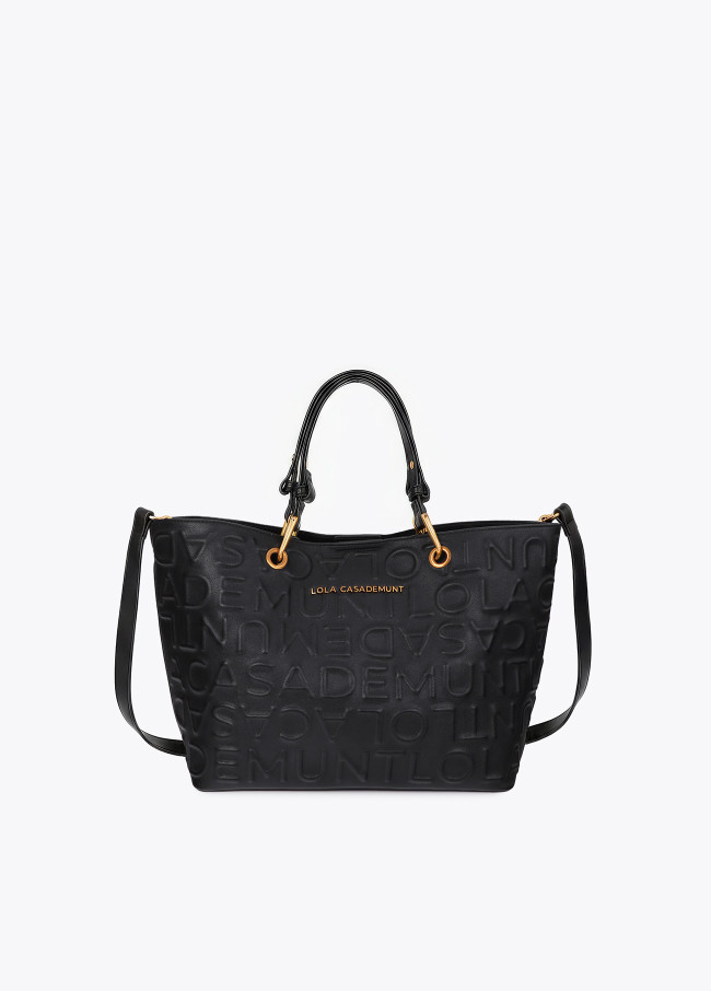 Shopper aus Lederimitat mit geprägtem Monogramm