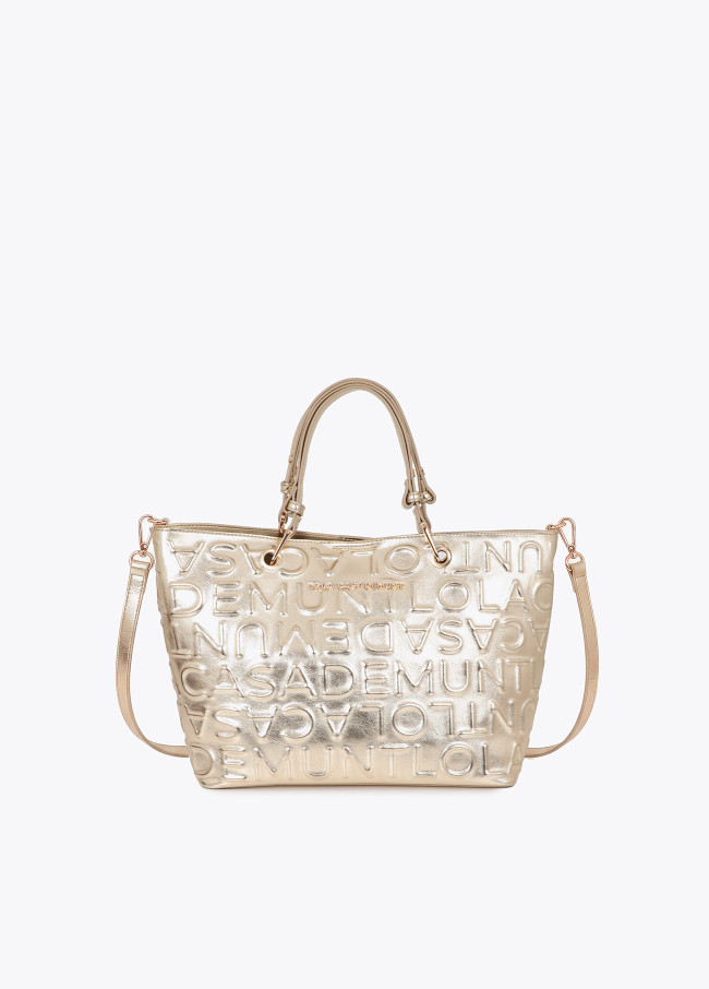 Shopper aus Kunstleder mit Monogrammprägung