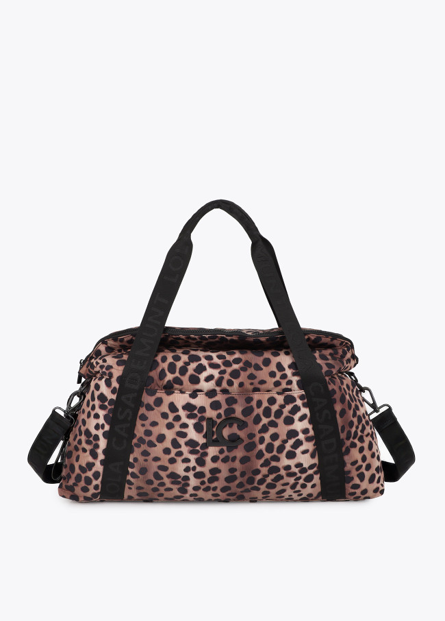 Borsa Weekend in Nylon con Stampa Animalier