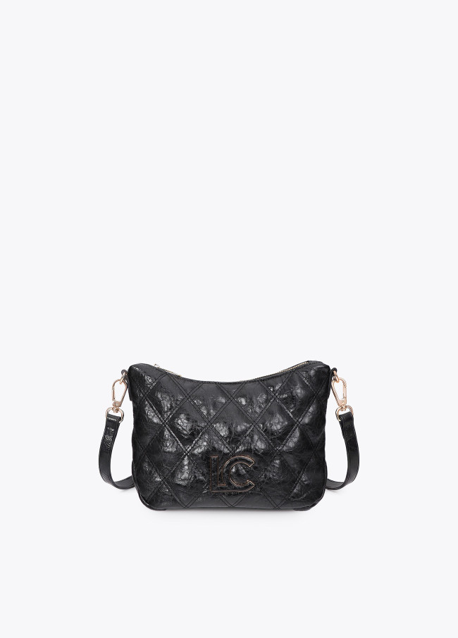 Bolsa tiracolo acolchoada com costuras duplas e puxador...