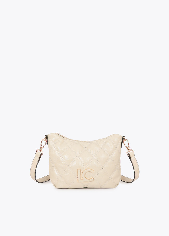 Quilted Crossbody Bag with Double Stitching and Tubular Pull